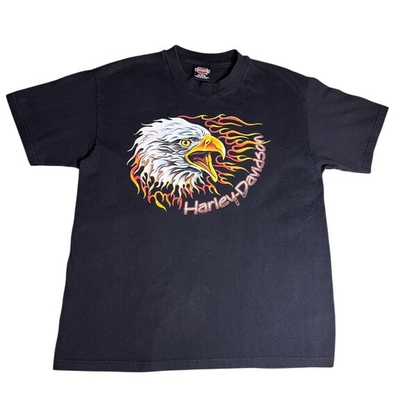 Rare Harley-Davidson Flaming Eagle T-Shirt Austin TX 90s R.K. Stratman USA Large - Picture 10 of 11